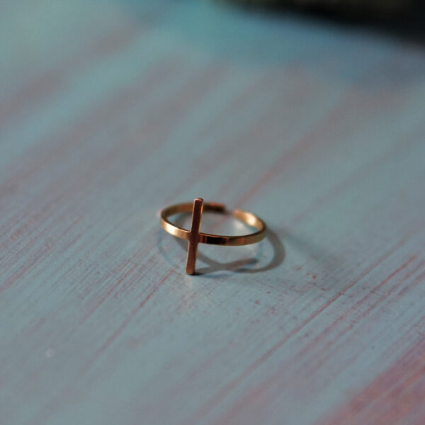 cross ring stainless steel gold color