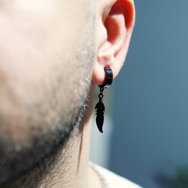 black feather unisex earring